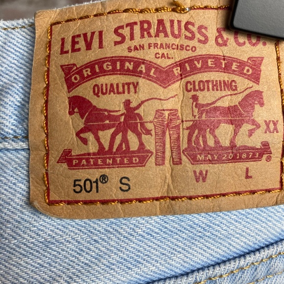 Levis Womenʻs 501 S Skinny White Wash Jeans Small - Picture 10 of 12
